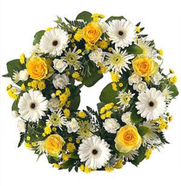12 inch Yellow and White Wreath